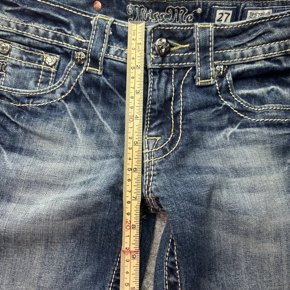 Miss Me Skinny Jeans Fleur De Lis Embellished Blue 27 Y2K Western McBling Rodeo